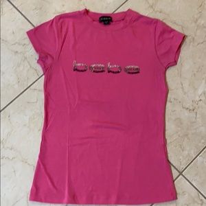 Bebe hot pink t shirt with name in glitter